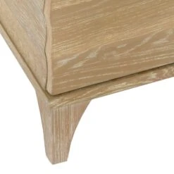 Rhodes - Bath Vanity With Horizontal Fluted Detail In Cerused Oak With White Marble Top, Porcelain Sink, And Polished Brass Knobs -France and So Furniture RHODES 20CO DETAIL 204