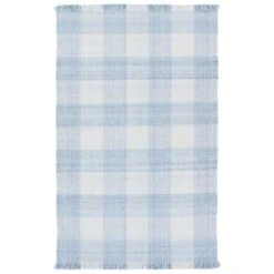 Shalom Handmade Striped Light Blue/ Ivory Area Rug (9'X12')