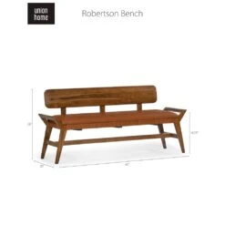 Stevens Wood And Leather Bench -France and So Furniture Robertson Bench