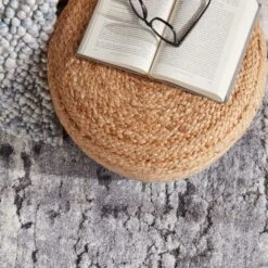 SamarthNatural Solid Beige Cylinder Pouf -France and So Furniture SAA01 5