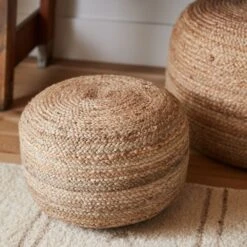 SamarthNatural Solid Beige Cylinder Pouf -France and So Furniture SAA01 7