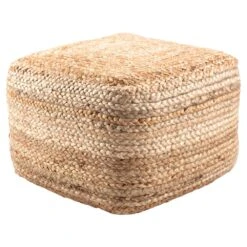 SamarthNatural Solid Beige Cuboid Pouf
