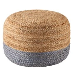 Antoine Natural Ombre Light Gray/ Beige Cylinder Pouf