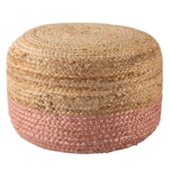 Antoine Ombre Natural Beige/ Light Pink Cylinder Pouf