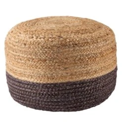 Antoine Ombre Natural Brown/ Beige Cylinder Pouf