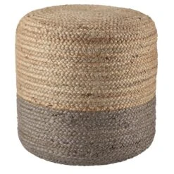 Antoine Natural Ombre Taupe/ Beige Cylinder Pouf