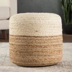 Antoine Natural Ombre White/ Beige Cylinder Pouf -France and So Furniture SAA19 2