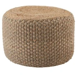 Winthrop Trellis Gray/ Beige Cylinder Pouf