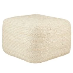 SamarthNatural Solid Ivory Cuboid Pouf
