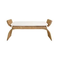 Sachi - Arched Bench In Woven Water Hyacinth With Performance Ivory Linen Cushion