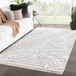 Ember Handmade Geometric White/ Black Runner Rug (2'6"X10') -France and So Furniture SAT02 4 8640ab07 68b3 462e 9e36 219c2fed6971