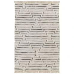 Ember Handmade Geometric White/ Black Runner Rug (2'6"X10')