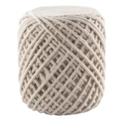 Solara Textured White/ Light Gray Cylinder Pouf