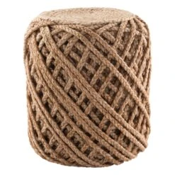 Solara Natural Textured Tan Cylinder Pouf
