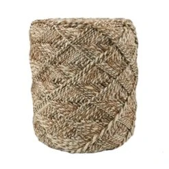Yanikar Natural Beige/ White Cylinder Pouf