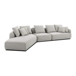 Saba Chaise Facing Left Sectional Oat Tweed Fabric 3-Piece