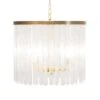 Silvana - Four Light Hanging Textured Glass Pendant In Brushed Brass