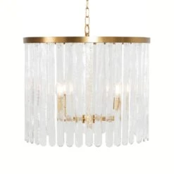 Silvana - Four Light Hanging Textured Glass Pendant In Brushed Brass -France and So Furniture SILVANA LIT 1 26956.1664812721 cbabc3bb ef01 4ac0 a511 832d0b39c23a