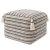 Alina Handmade Striped Cream/Black Pouf (18"X18"X14")