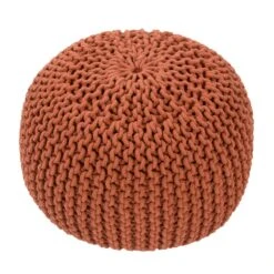Prisma Pouf Textured Orange Round Pouf