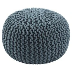 Prisma Pouf Textured Navy Round Pouf
