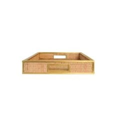 Tobin Rectangular Natural Wicker Rattan Tray With Framed Brass Edge -France and So Furniture TOBIN SIDE 77543.1721151222