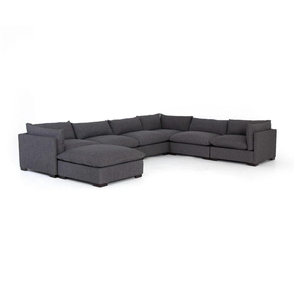 Coral 6-Piece Sectional With Ottoman - Bennett Charcoal 2 Coral 6-Piece Sectional With Ottoman - Bennett Charcoal - Image 2