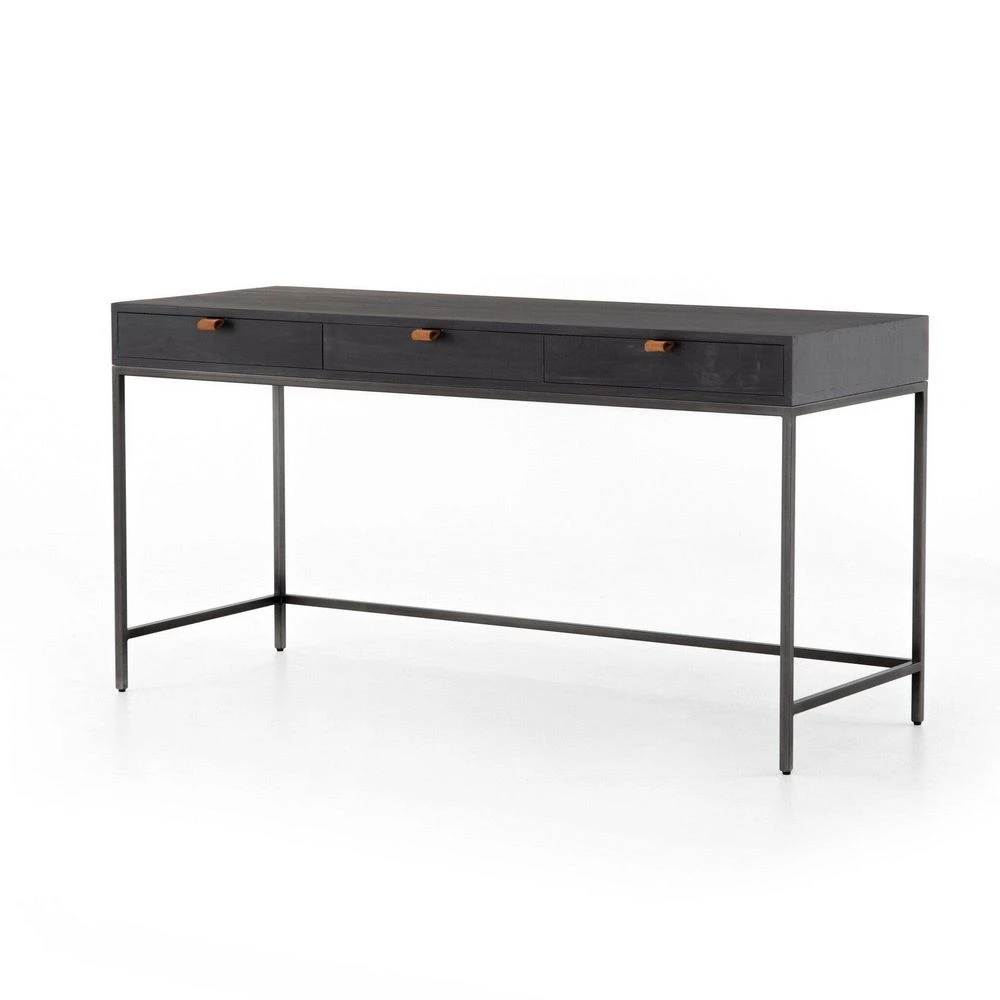 Troy Modular Writing Desk - Black Wash Poplar 2 Troy Modular Writing Desk - Black Wash Poplar - Image 2