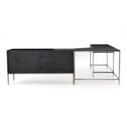 Troy 3pc L Shaped Desk System - Large - Black Wash Poplar -France and So Furniture UFUL 039A BCK 1