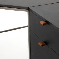 Troy 3pc L Shaped Desk System - Large - Black Wash Poplar -France and So Furniture UFUL 039A DET 5