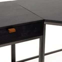 Troy 3pc L Shaped Desk System - Large - Black Wash Poplar -France and So Furniture UFUL 039A DET 6