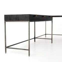 Troy 3pc L Shaped Desk System - Large - Black Wash Poplar -France and So Furniture UFUL 039A DET 7