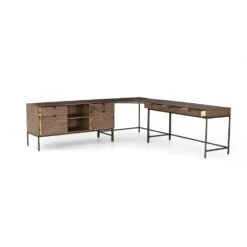 Troy 3pc L Shaped Desk System - Large - Auburn Poplar -France and So Furniture UFUL 039 OPN 1
