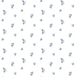 Miniature Roses Wallpaper -France and So Furniture WC410 PB MiniatureRose PorcelainBlue