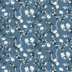 Rose Thorns Wallpaper -France and So Furniture WC411 BS RosesThorns BlueSalt