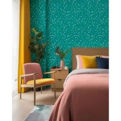 Sprinkles Wallpaper -France and So Furniture WCPK102 TL Sprinkles Teal Colorful BedwithChair