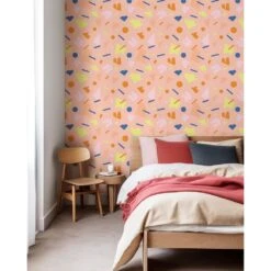 Shapes Wallpaper -France and So Furniture WCPK106 PE Shapes Pink Colorful Bedroom