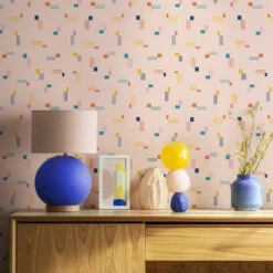 Shapes Wallpaper -France and So Furniture WCPK107 BH Stripes Blush Colorway Tabletop