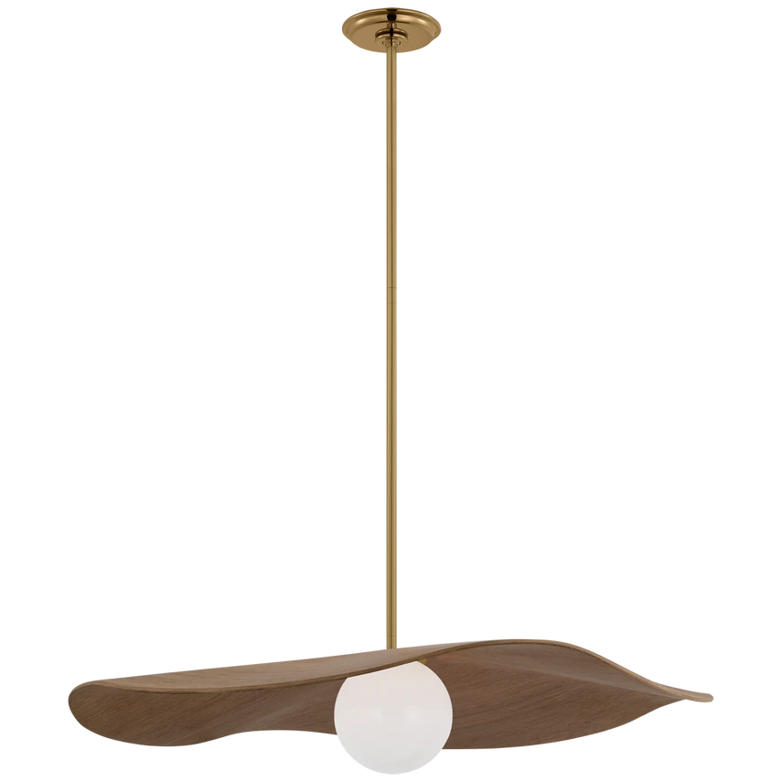 Windsor 28" Pendant - Antique Brass W/ Oak Shade 1 Windsor 28" Pendant - Antique Brass W/ Oak Shade