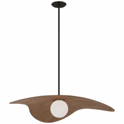 Kingsley 35" Tri Pendant - Bronze W/ Oak Shade