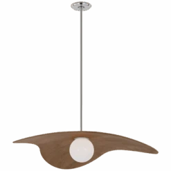 Kingsley 35" Tri Pendant - Polished Nickel And Natural Oak