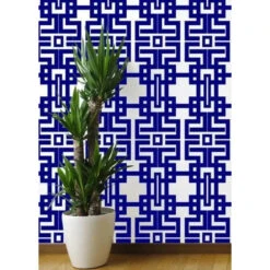 Aztec Wallpaper -France and So Furniture Wall AzNavy full