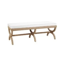 Xanadu Rope Wrapped Bench - Performance Linen -France and So Furniture XANADU 20BENCH ANGLE