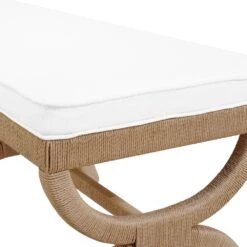 Xanadu Rope Wrapped Bench - Performance Linen -France and So Furniture XANADU 20BENCH DETAIL