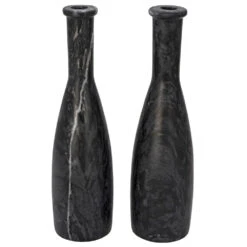 Noir Moris Decorative Candle Holder, Set Of 2, Black
