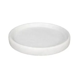Noir Round Tray, White Stone
