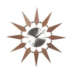 Mid Century Floating Sunburst Clock