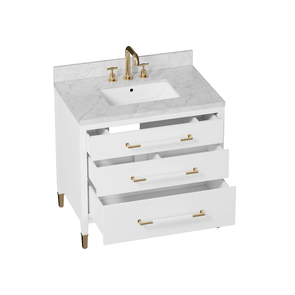 Verona 36" White Vanity With Rectangular Undermount Sink 6 Verona 36" White Vanity With Rectangular Undermount Sink - Image 6