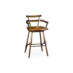 Oak Bar Stool With Studded Leather Seat -France and So Furniture bb3ba9a785e18d9b4ffa92950883fe211064fe0d full