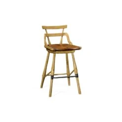 Oak Bar Stool With Studded Leather Seat -France and So Furniture c6e7abc7fd0c99536eefa4e7b009d6cc31625613 full